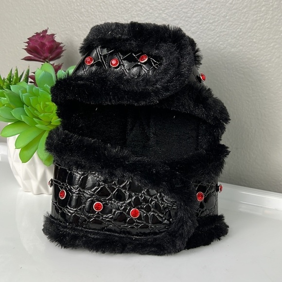 Haute Hounds Luxury Dog Harness Small Red Rhinestone Croc Faux Patent Leather - Picture 3 of 9